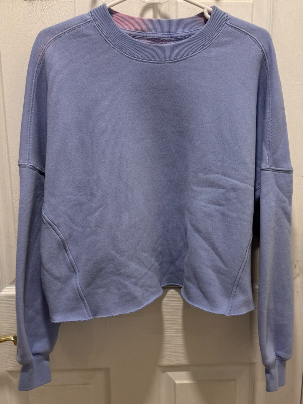 Abercrombie & Fitch Light Blue Women's Cropped Crewneck Sweatshirt - Large